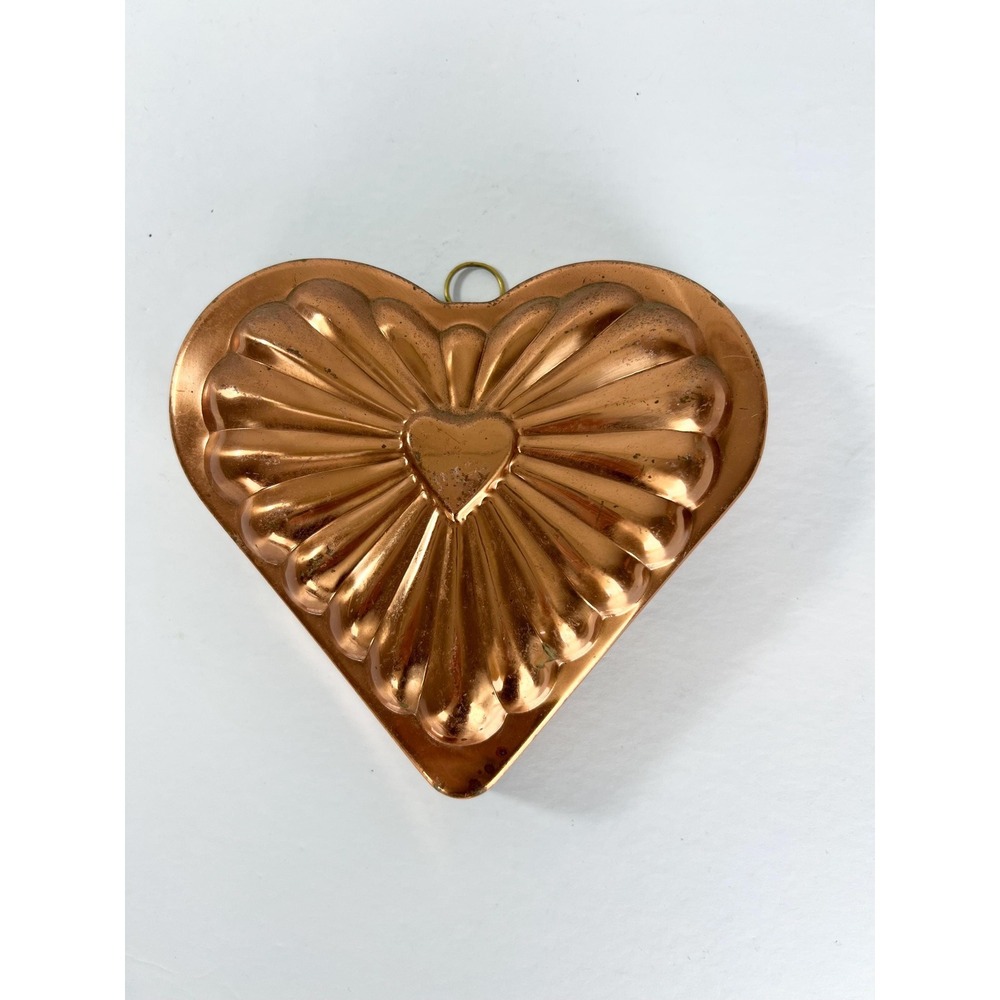 Vintage ODI Solid Copper Hanging Heart Mold Farm House Decor Portugal kitchen